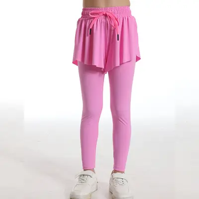 Women's High-Waist Faux Two-Piece Tummy Control Fitness Yoga Pants