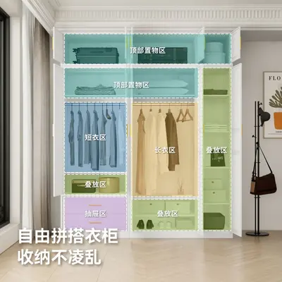 Formaldehyde-Free Steel Wardrobe, Three-Door, Easy Assembly Metal Cabinet
