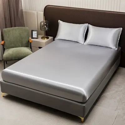 Spannbetttuch aus Satin-Seide-Imitat mit Satinfinish, kühlend, Bettbezug-Matratzenbezug, Matratzenschutzhülle, Amazon USA, vollständig umschließend