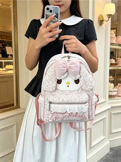 Korean-Style Floral Backpack, Cute Girls' Bow Knot Backpack - 6
