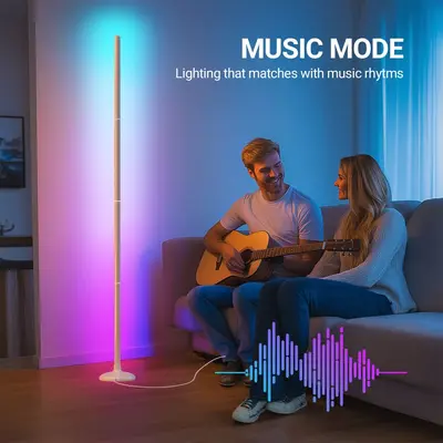 Cross-border LED floor lamp voice-activated lamp bedroom living room RGBIC insert decorative night light gaming atmosphere lamp gaming style