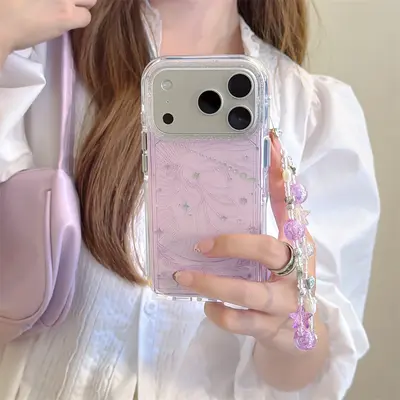 Vergoldete Handyhülle mit Kette für iPhone 16 Pro Max