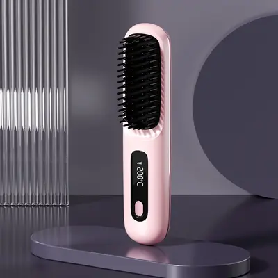 Sınır Ötesi Yeni Model LCD Kablosuz Saç Düzleştirici Şarj Edilebilir Seramik Elektronik Tarak MINI Düzleştirici Taşınabilir Saç Hasarı Yapmayan Tarak - 9