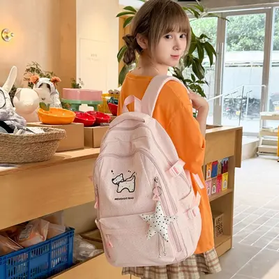 Herbst-Neukollektion Cartoon niedliche hochwertige Nylon großvolumige Rucksack für Schüler der Mittel- und Oberstufe Damen Pendler Doppelschulter-Rucksack - 5