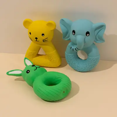 Latex-Hundespielzeug, runde Tierform, quietschend und bissfest