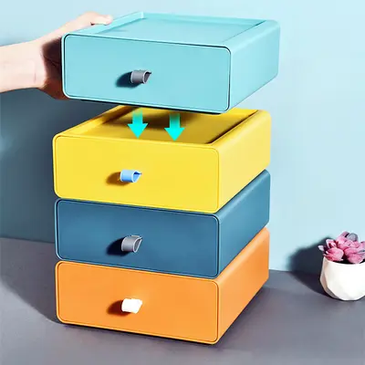 Multi-layer office storage rack plastic gift box cosmetics cross-border stackable dormitory desktop drawer storage box