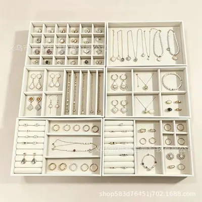 Large-Size Cross-Border Hot-Selling Jewelry Box Set Display Storage Organizer with Ring and Earring Compartments