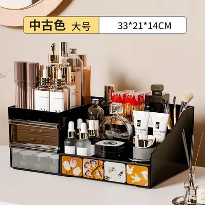 化妆品收纳盒大容量护肤品置物架桌面高级收纳盒梳妆台整理收纳柜 - 8