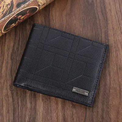 Young Men's Wallet, Geometric Pattern, Ultra-Thin Short Model, Large Capacity - 7