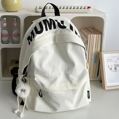 Minimalist Letter Print Backpack, Large Capacity School and Travel Bag - 7