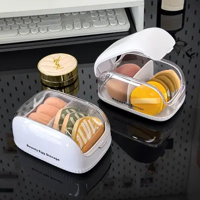 Kosmetik-Aufbewahrungsbox, transparent, mit Fächern - 2