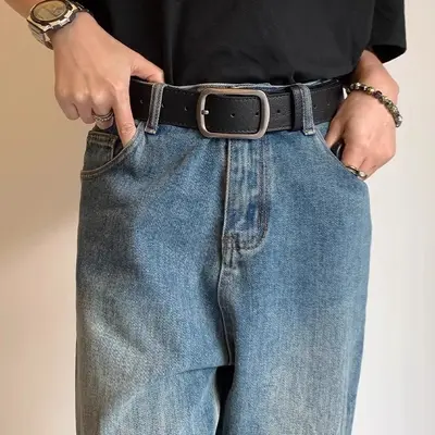 Erkek deri kemer, iğneli toka, moda tasarım, genç tarz