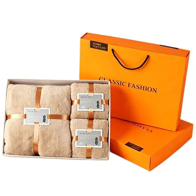 Coral Fleece Towel Set, 3-Piece, Gift Box