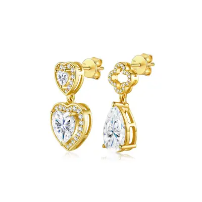 925 Sterling Silver Moissanite Heart and Pear Drop Earrings for Women