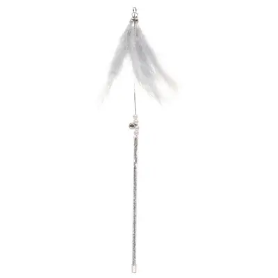 Long-Pole Cat Teaser Wand with Bells and Feathers, Chew-Resistant - 12