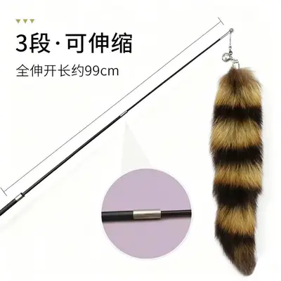 Fox Tail Retractable Cat Teaser Wand, Fishing-Style, Bite-Resistant