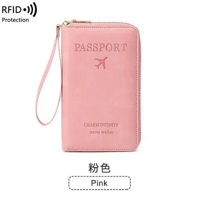 Длинный кошелек для паспорта с защитой RFID на молнии, сумка для билетов и документов - 8
