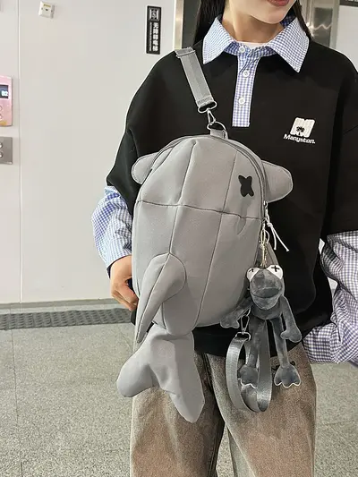 Cartoon Shark Backpack for Men and Women, Large Capacity School Bag - 5