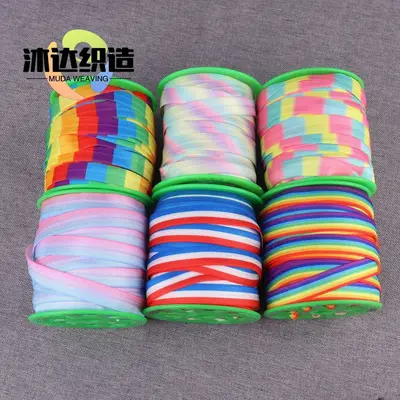 Elastisches Regenbogen-Batikband mit Druck - 5