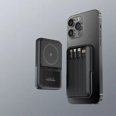 22.5W Süper Hızlı Şarj Manyetik Emici Kablosuz Şarj Cihazı 10000mAh Dahili Kablolu Taşınabilir Yüksek Kapasiteli Powerbank - 7