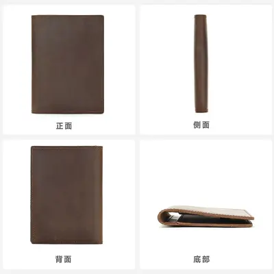 Crazy Horse Genuine Leather Passport Wallet with Card Holder - 3