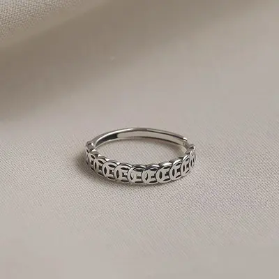 Vintage coin rings for couples, new Chinese style, light luxury, niche design, high-end, minimalist, lucky rings.