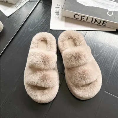 Women's Plus Size Fluffy Slippers, Non-Slip Cotton House Slippers - 10