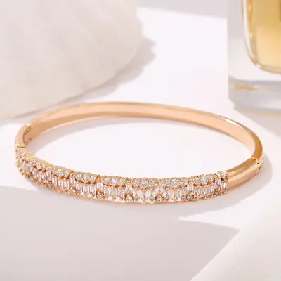 Copper bracelet with rhinestone, gold and silver options - 7