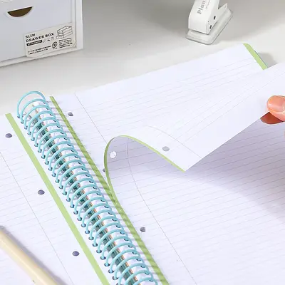 Deli Jiada Schulnotizbuch, abtrennbar mit Trennseiten, nach Fächern liniert, A4 und A5 Spi