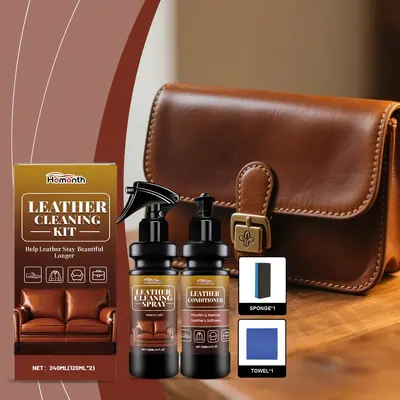 HOMONTH Leather Cleaning and Care Kit with Nourishing and Shine Restoring Agent