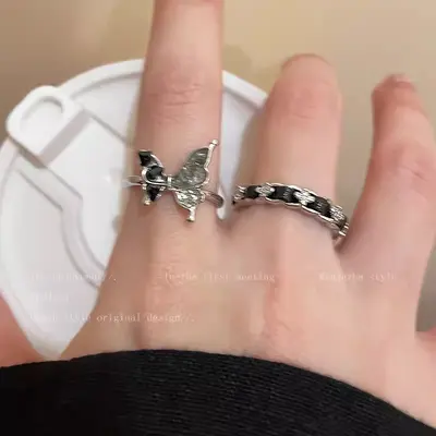 Silver zircon open adjustable ring, elegant - 12