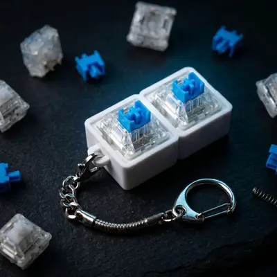 PC9键机械键盘减压按键指尖玩具解压钥匙扣试轴器LED灯透明底座 - 10