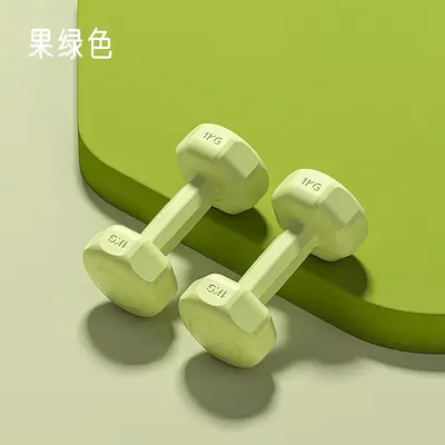 哑铃女士居家健身家用力量锻炼实心浸塑壶铃练臂初学者包胶小哑铃 - 10