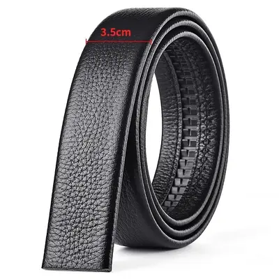 Tokasız erkek hakiki deri kemer, 3,5 cm genişliğinde, otomatik tokalı, saf dana derisi bel kemeri, modaya uygun tokasız PVC kemer - 6