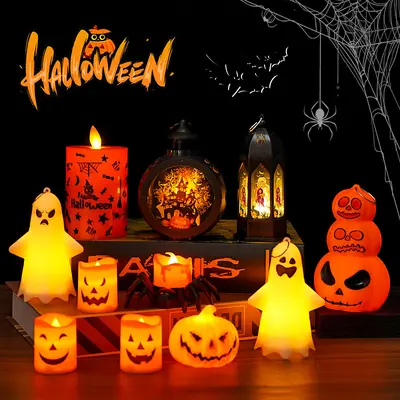 Halloween Handheld Pumpkin LED Candle Lantern, Party Decoration