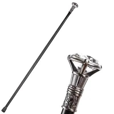 Elegant British-Style Gentleman Cane with Diamond Crystal Handle - 9