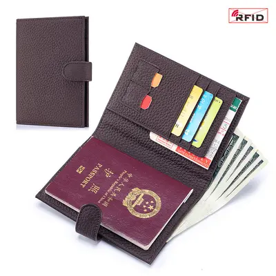Pasaport çantası gerçek deri ultra ince RFID cüzdan - 7