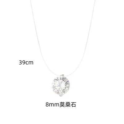 S925 Gümüş Moissanite Balık İpi Kolye, Basit - 13