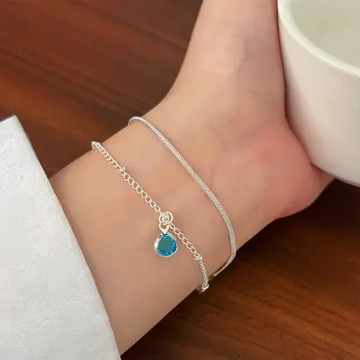 S925 sterling silver moonstone seven star bracelet elegant - 10