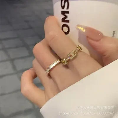 字母H戒指珐琅轻奢高级感开口2025新款爆款小众设计独特小指环女 - 3