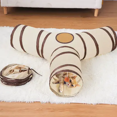 Foldable All-in-One Cat Tunnel Toy, for Self-Play
