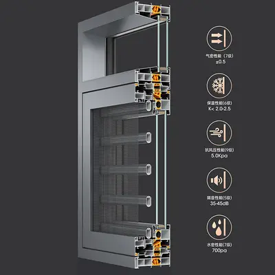 Aluminum Alloy Casement Window with Double Tempered Glass Thermal Break