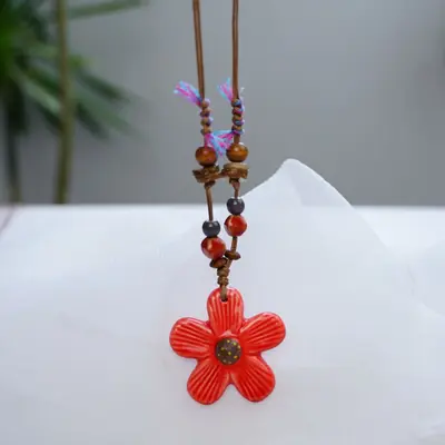Jingdezhen Ceramic Mushroom Pendant Necklace - 9