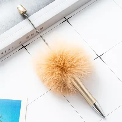 Plush Dotted Beaded Ballpoint Pen, Creative DIY Bead Pen - 12