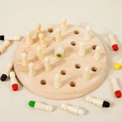 Kinder Holz Multifunktionales Memory-Schachspiel zur Förderung von Farberkennung, Gedächtnis und Kognition bei Babys, Tischspiel, pädagogisches Spielzeug