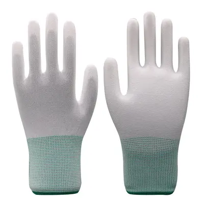 PU-coated palm gloves white dust-free digital factory anti-static coated work protection gloves wholesale PU-coated finger gloves