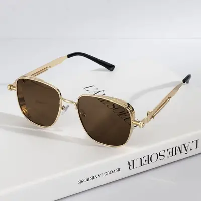 2025 Retro Square Frame Metal Sunglasses with UV Protection - 4
