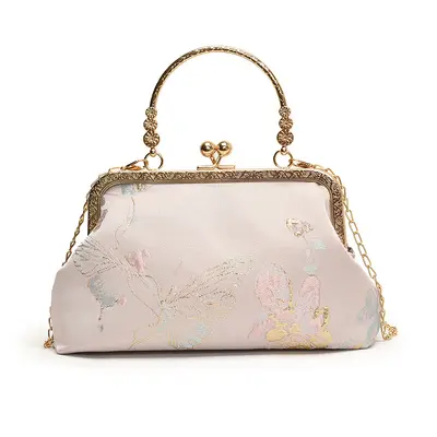Embroidered Chinese Style Women's Handbag, Chain Flap Crossbody Bag - 10