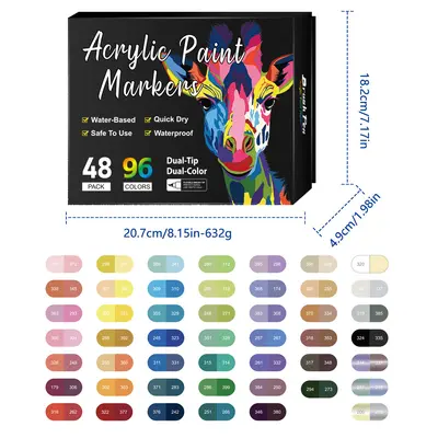Acryl-Markerstift-Set mit 72 Farben und Doppelspitze - 10