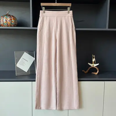 Modal waffle kumaş düz paça kadın eşofman, yüksek bel, günlük yoga pantolonu - 7